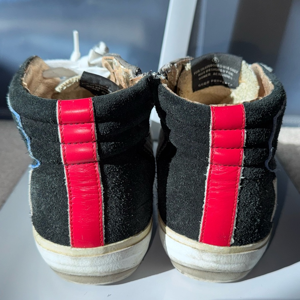 Golden Goose Slide Hi-Top Sneakers Taupe/Black/Blue/Red Partial Resole EUR 39 - Picture 7 of 16